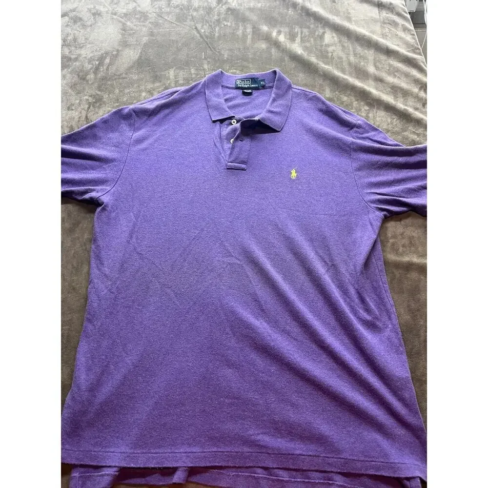 Ralph Lauren Polo Shirt XL Purple Yellow Pony Classic‎ Preppy Mens
